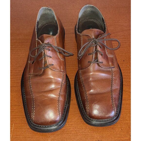 Men's SKECHERS MAESTRO Shoes Sz.10 Lace-Up Italian Brown Square Bicycle Toe - Picture 1 of 11